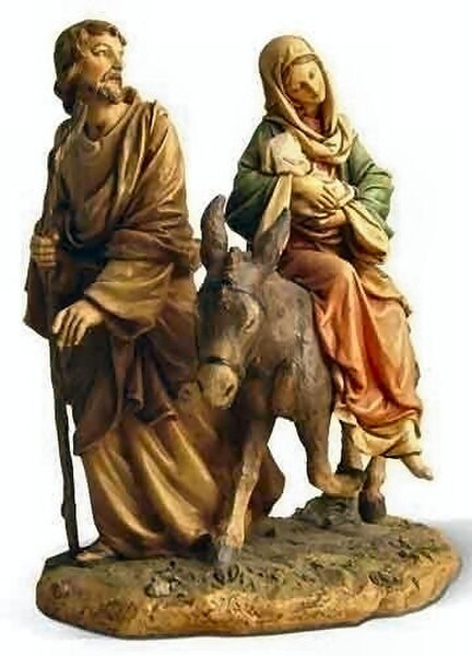 Flight into Egypt Colored Figurine High-End Mary and Joseph with Christ